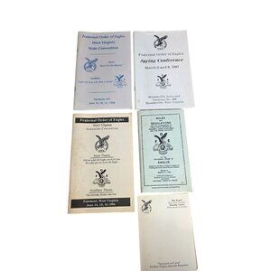 Fraternal Order Of Eagles West Virginia State Convention Booklets 1996-1998 Vtg